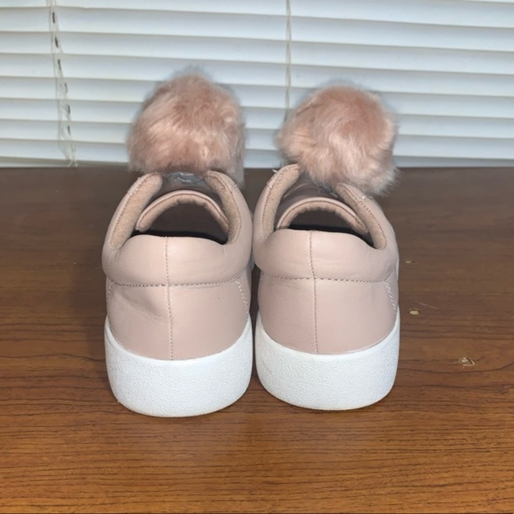 Nine West Womens Pom Pom Pink Leather Sneakers- Size 6 - Picture 3 of 5